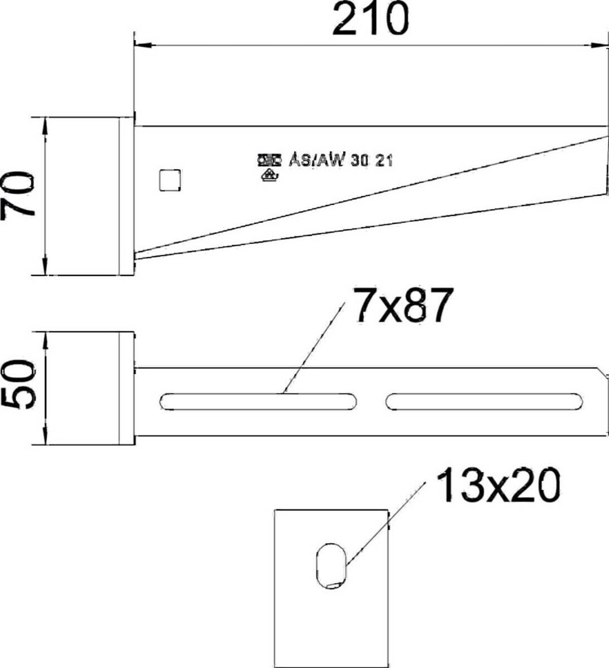 OBO Bettermann Wand- und Stielausleger AW 30/21 B210mm-2