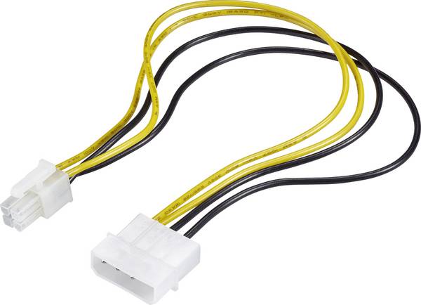 Renkforce Strom Anschlusskabel [1x ATX-Stecker 4pol. - 1x IDE-Strom-Stecker 4pol.] 0.30 m Gelb, Schwarz