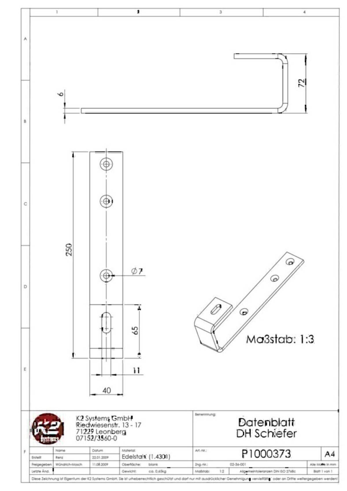K2 Systems Schieferdachhaken 1000373-1