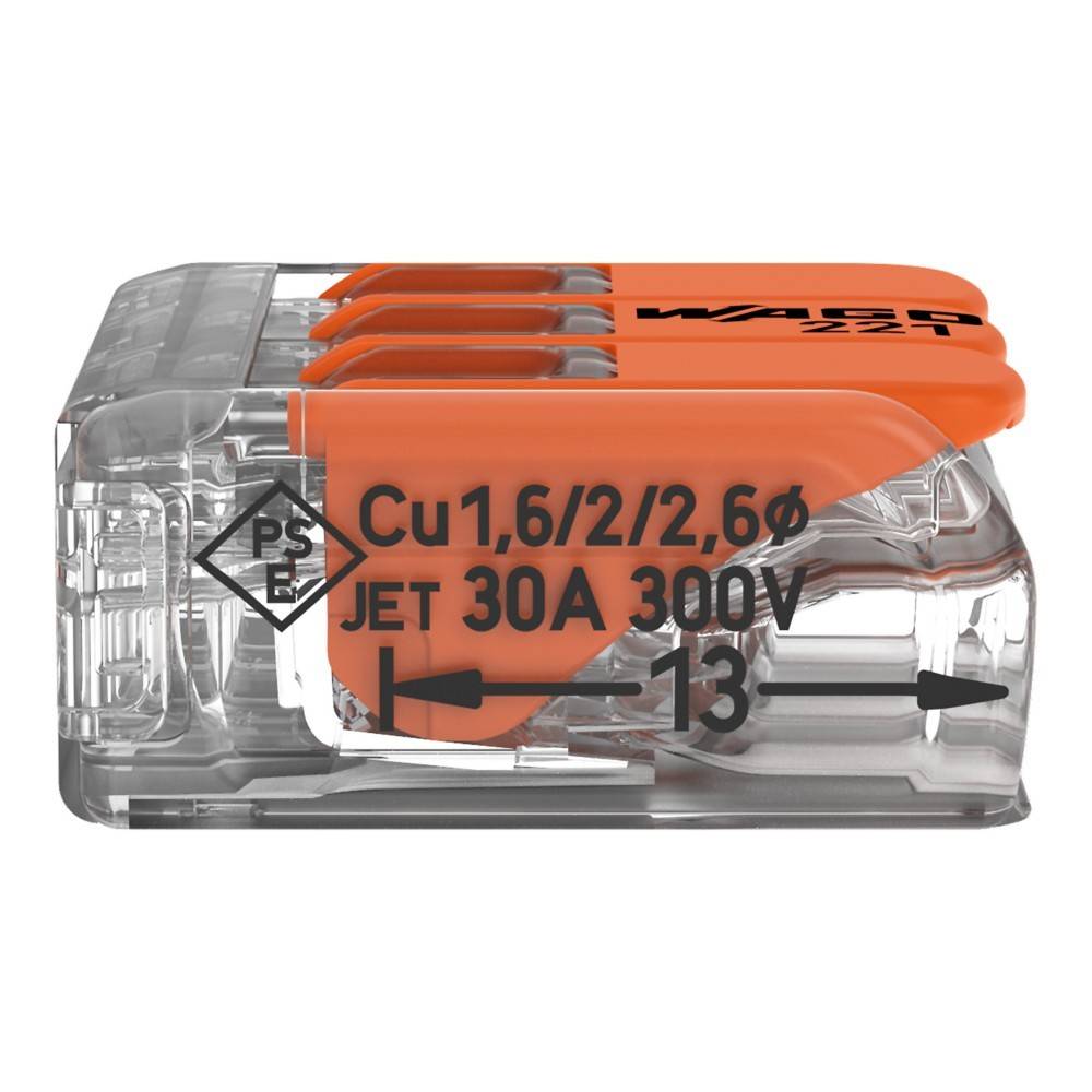 WAGO GmbH & Co. KG Compact-Verbindungsklemme 3-Leiter bis 6qmm 221-613-3
