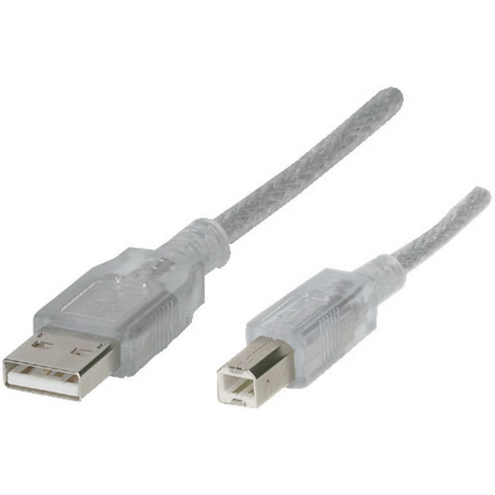 Renkforce USB-kabel USB 2.0 USB-A stekker, USB-B stekker 3.00 m Doorzichtig