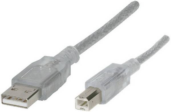 Renkforce USB-Kabel USB 2.0 USB-A Stecker, USB-B Stecker 1.80 m Transparent RF-4538144