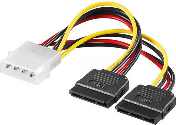 Goobay PC Y Stromkabel/Stromadapter, 5.25 Stecker zu 2x SATA HDD/5,25 Zoll-Stecker (4-Pin) > 2x SATA-Standard Stecker 0.