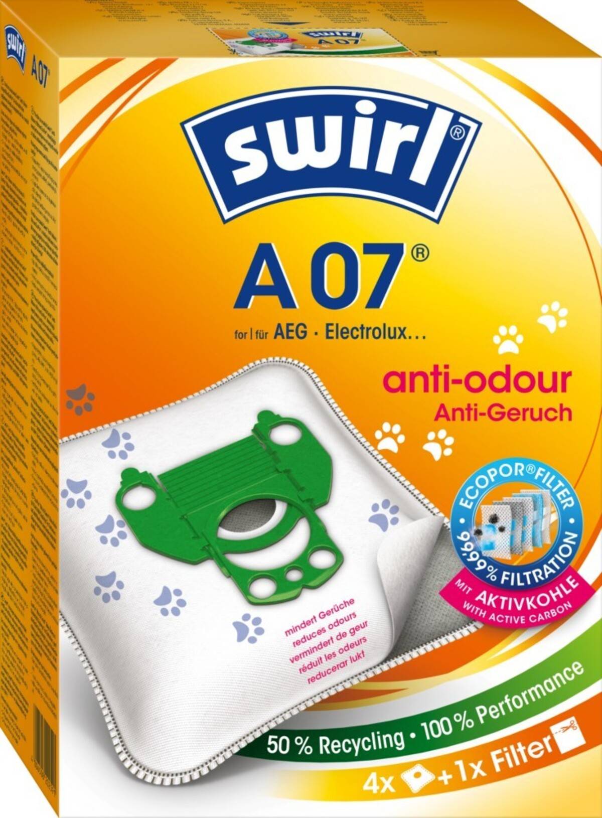 Swirl Staubbeutel A 07 Anti-Odour VE4-0
