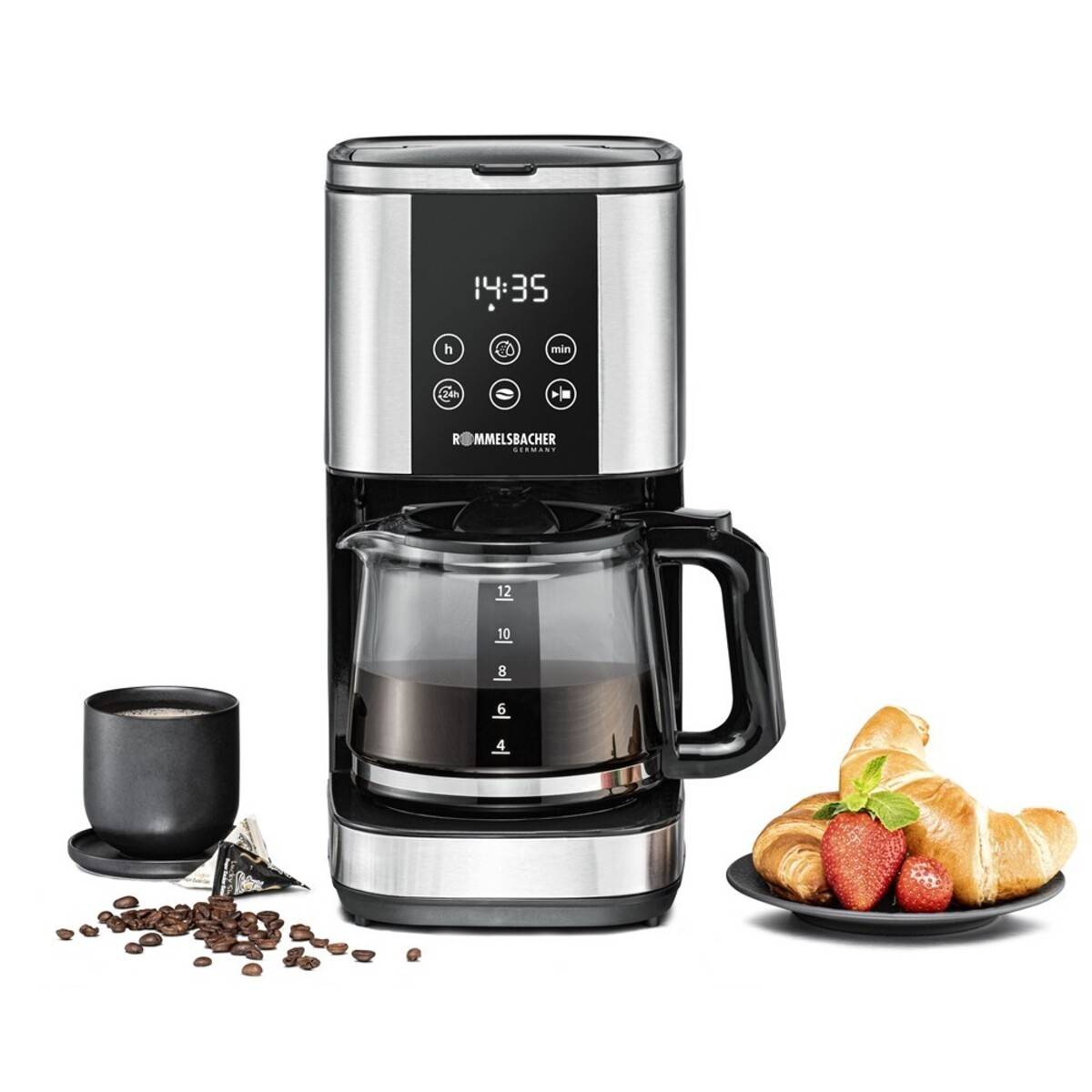 Rommelsbacher FKM 1000, Filterkaffeemaschine, 1,5 l, Gemahlener Kaffee, 1000 W, Schwarz, Edelstahl-0