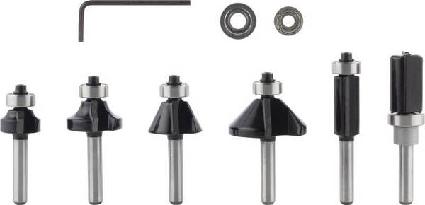 Bosch 6tlg. Trim&Edging Set ¼” Schaft geegnet für Kantenfräse GKF - 2607017470