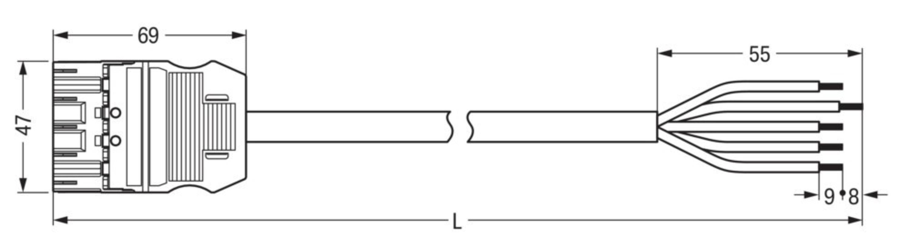 WAGO WINSTA MIDI Steckverbinder-System 3-5x4 mm² Anschlussleitung, Stecker - offenes Leitungsende, 5 polig, schwarz-1