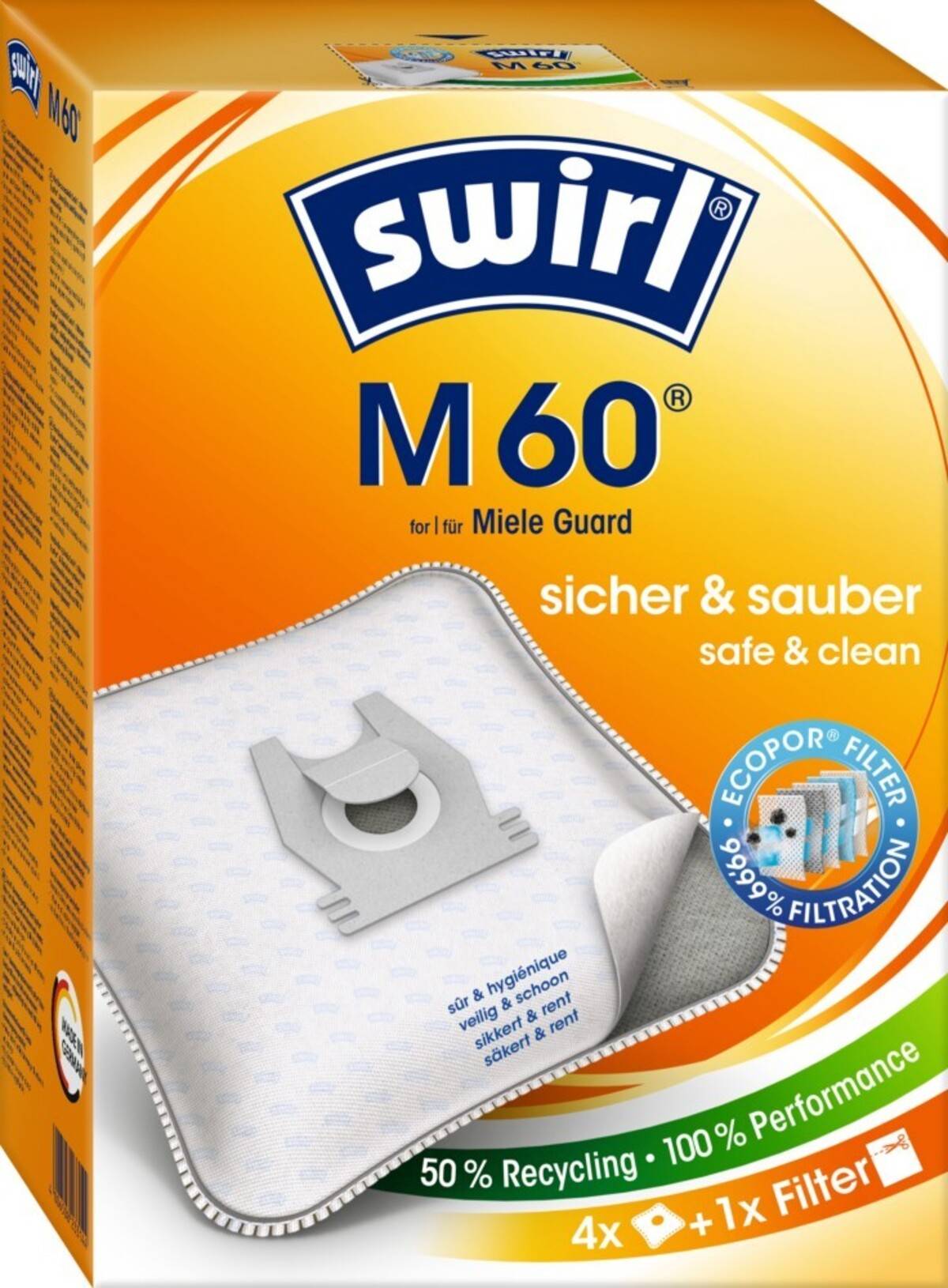 Swirl Staubbeutel M 60 EcoPor VE4-0