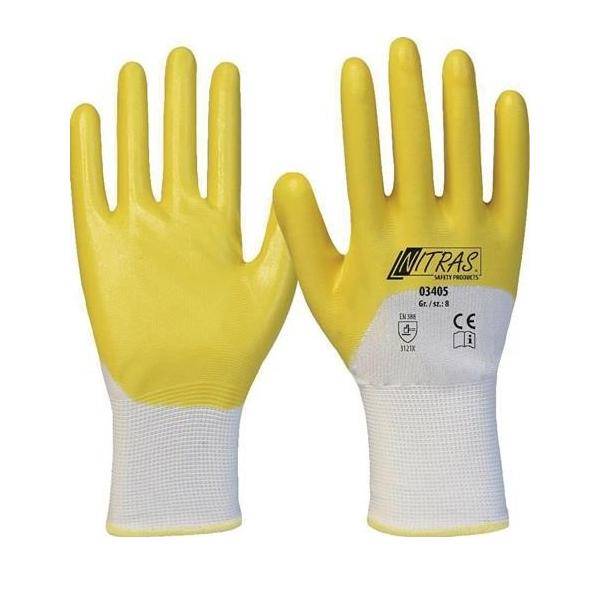 12 Stk. Nitras Handschuhe 03405 Gr.9 weiß/gelb