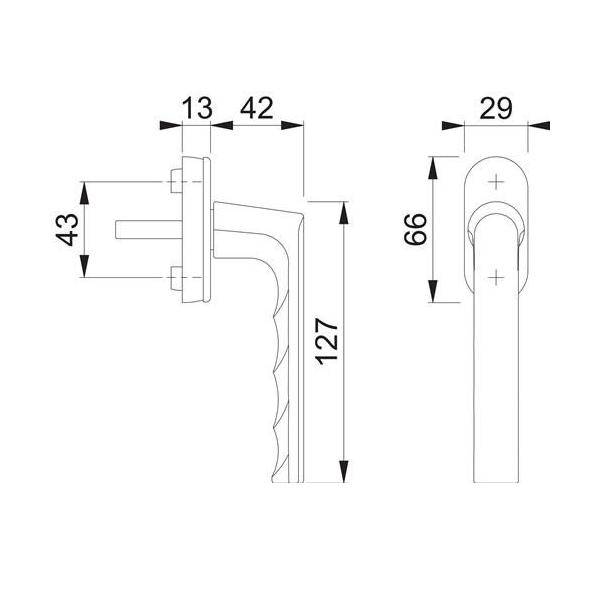 Fenstergriff Hamburg 0700L/U26 Alu.F9016 verkehrsweiß 32-42mm Stand.HOPPE-2