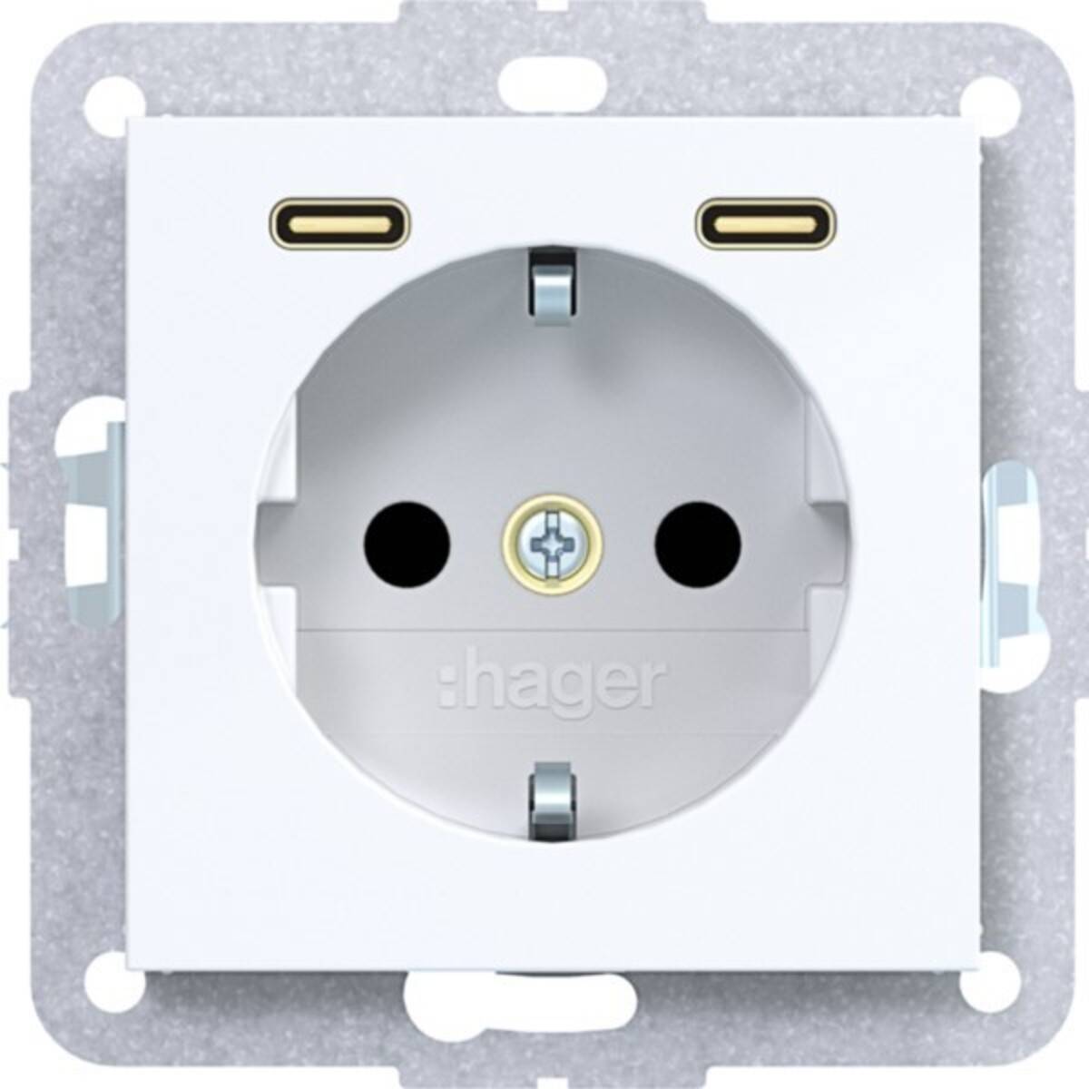 HAGE Stkd SCHUKO USB-C 2f 20W WAS4055WG A.x/C.x lw gl-0