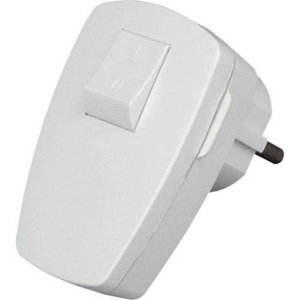 Kopp Kunststoff-Schutzkontakt-Stecker,Wippenschalter, für 3x1,5mm², arktisweiß Kabel Stromkabel