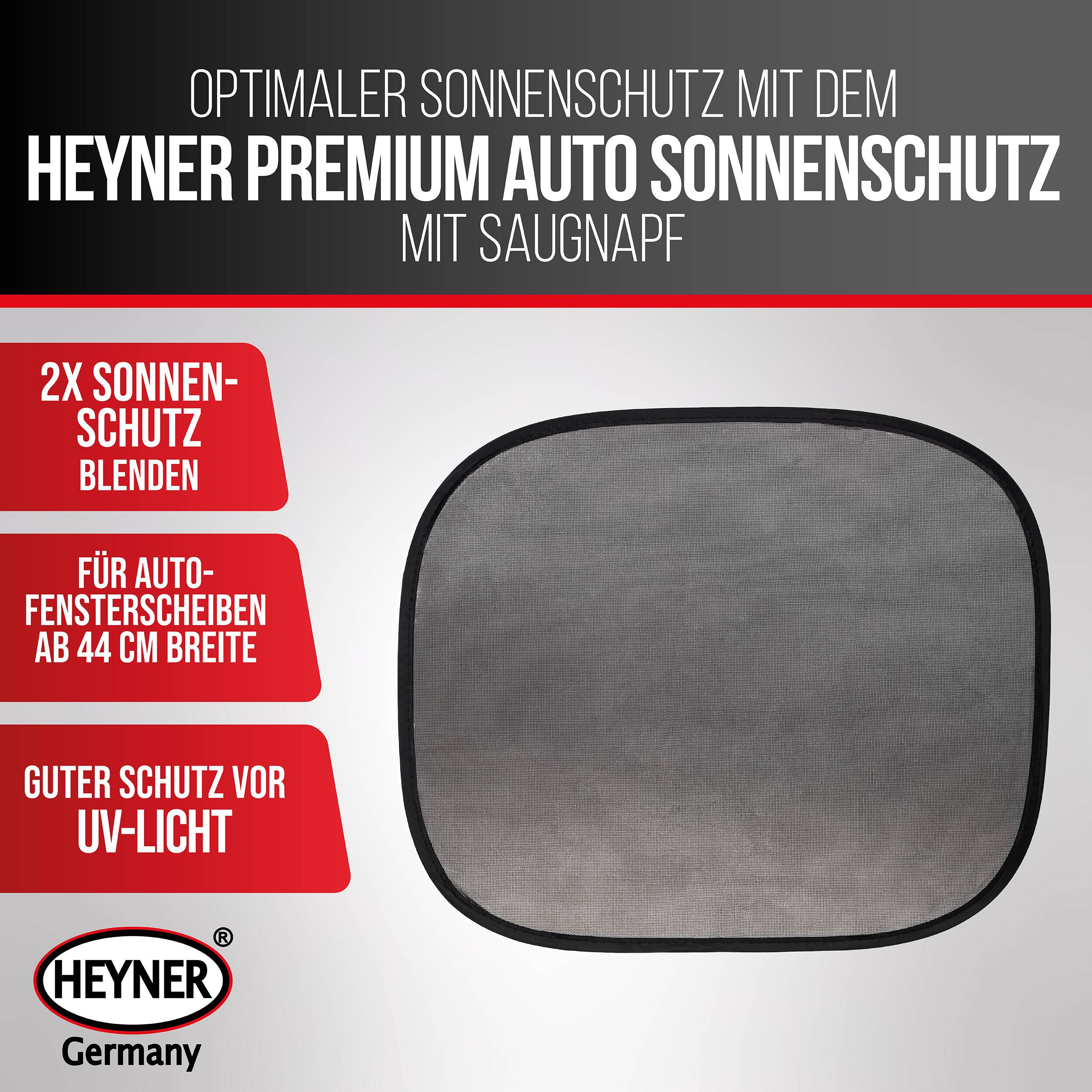 HEYNER® Auto-Sonnenschutz 44x36cm 2er Set mit Saugnäpfen, UV, Auto Pkw Lkw Autofenster, Schutz Scheibe, Babys Kinder-1