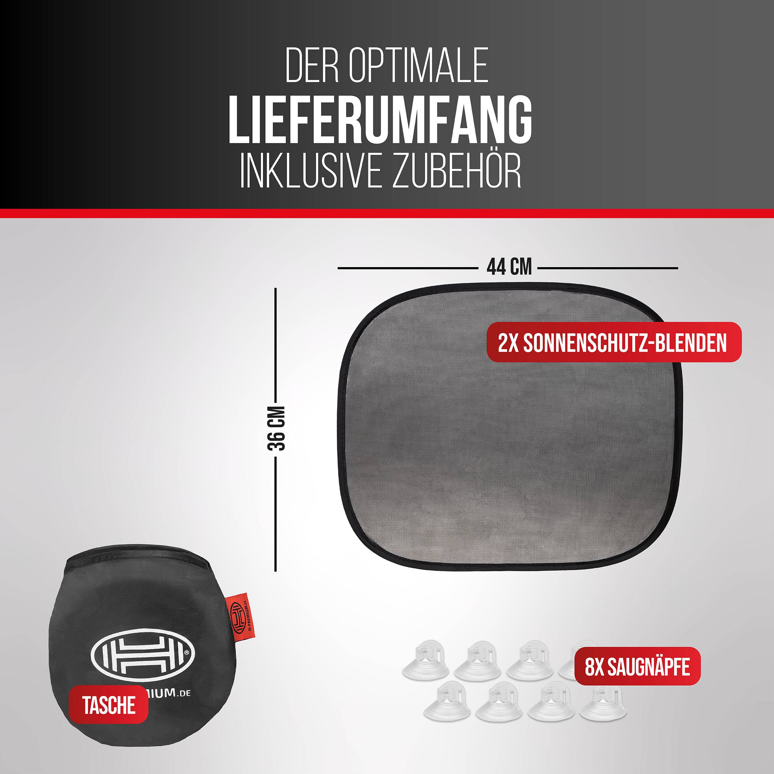 HEYNER® Auto-Sonnenschutz 44x36cm 2er Set mit Saugnäpfen, UV, Auto Pkw Lkw Autofenster, Schutz Scheibe, Babys Kinder-2