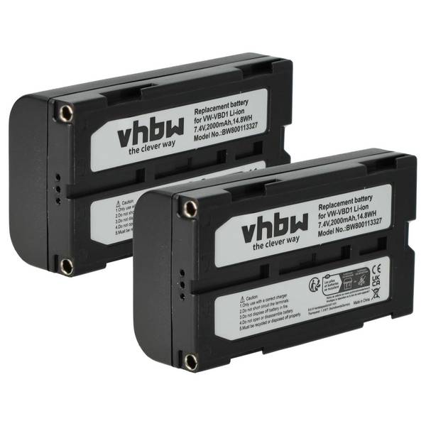 vhbw 2x Akku kompatibel mit RCA PRO-V730, CC-8251, PRO-V742 | Videokamera Camcorder (2000 mAh, 7,4 V, Li-Ion)