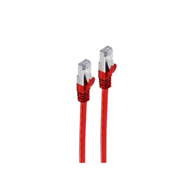 RJ45 Flachkabel m. CAT 7 Rohkabel slim rot 5m