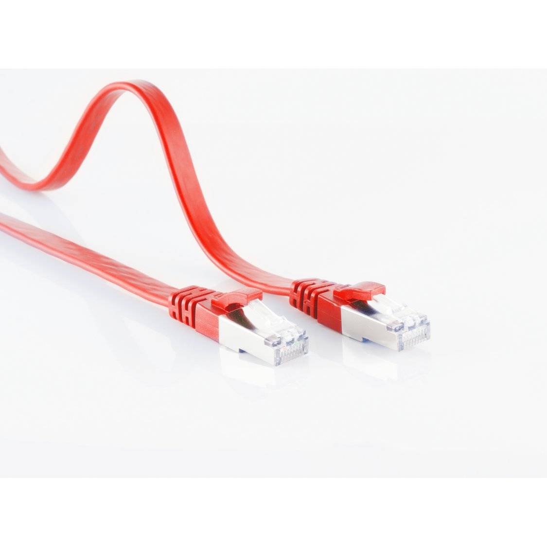 RJ45 Flachkabel m. CAT 7 Rohkabel slim rot 5m-1