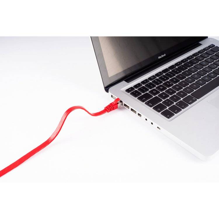 RJ45 Flachkabel m. CAT 7 Rohkabel slim rot 5m-2