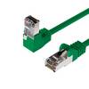 Netzwerkkabel RJ45, LAN Kabel, einseitig gewinkelt 90°, Cat 6, S/FTP, PIMF 0,25m Grün