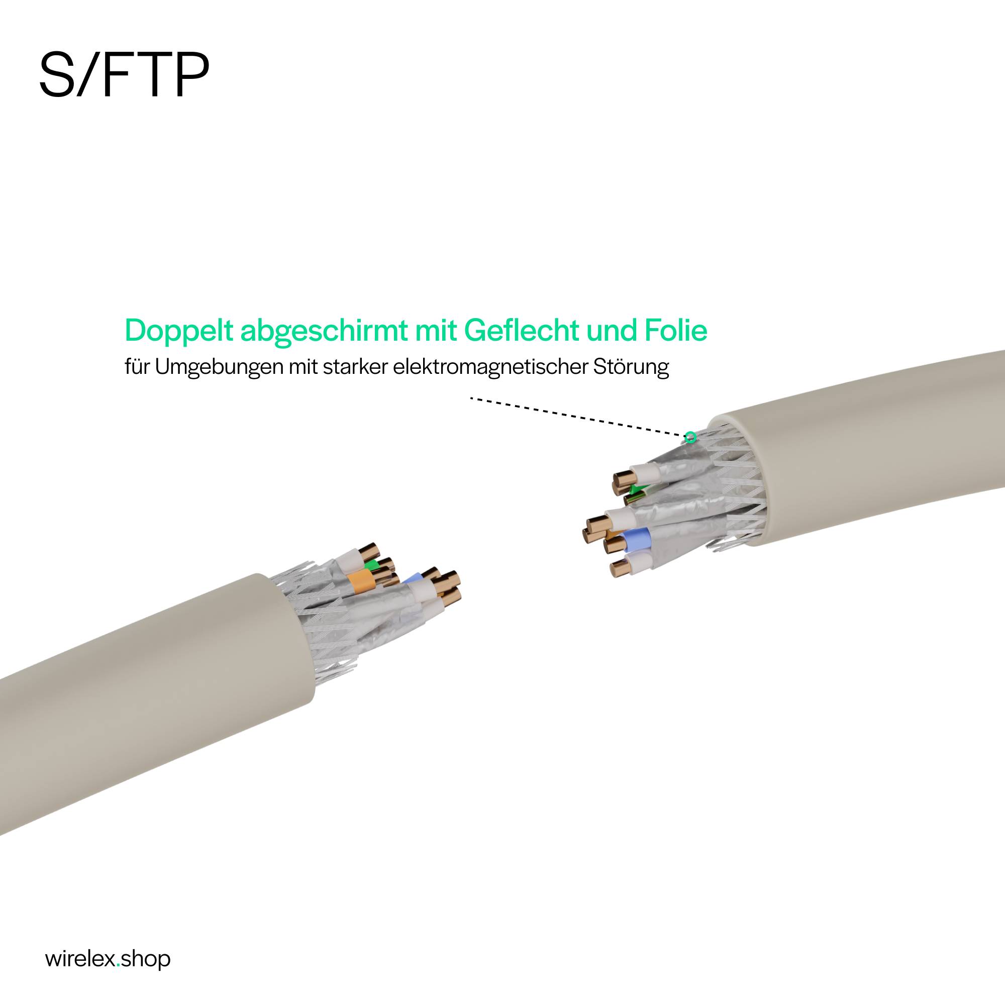 Netzwerkkabel RJ45, LAN Kabel, einseitig gewinkelt 90°, Cat 6, S/FTP, PIMF 3,00m Weiß-5