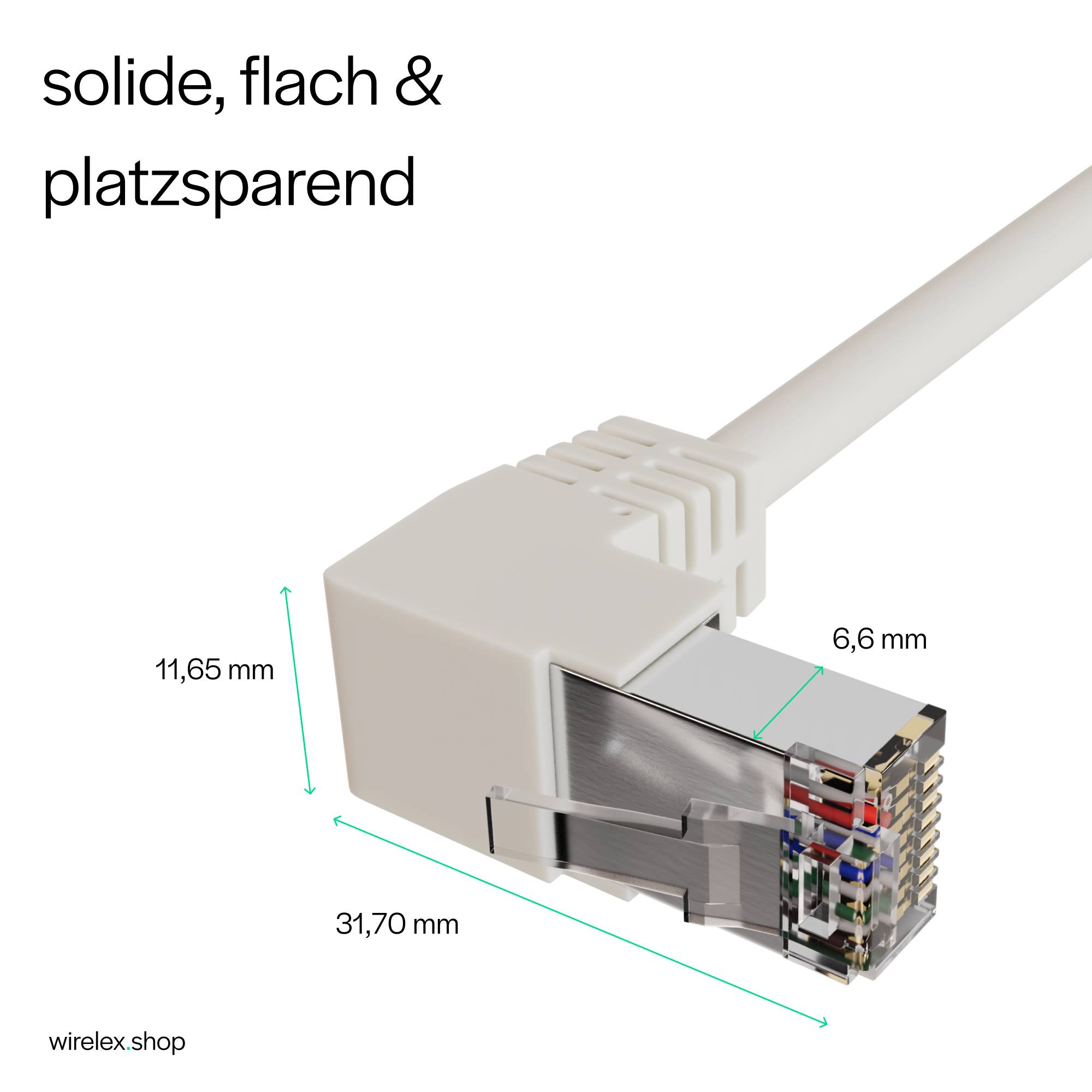 Netzwerkkabel RJ45, LAN Kabel, einseitig gewinkelt 90°, Cat 6, S/FTP, PIMF 3,00m Weiß-2