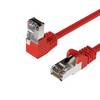 Netzwerkkabel RJ45, LAN Kabel, einseitig gewinkelt 90°, Cat 6, S/FTP, PIMF 0,25m Rot