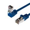 Netzwerkkabel RJ45, LAN Kabel, einseitig gewinkelt 90°, Cat 6, S/FTP, PIMF 1,00m Blau
