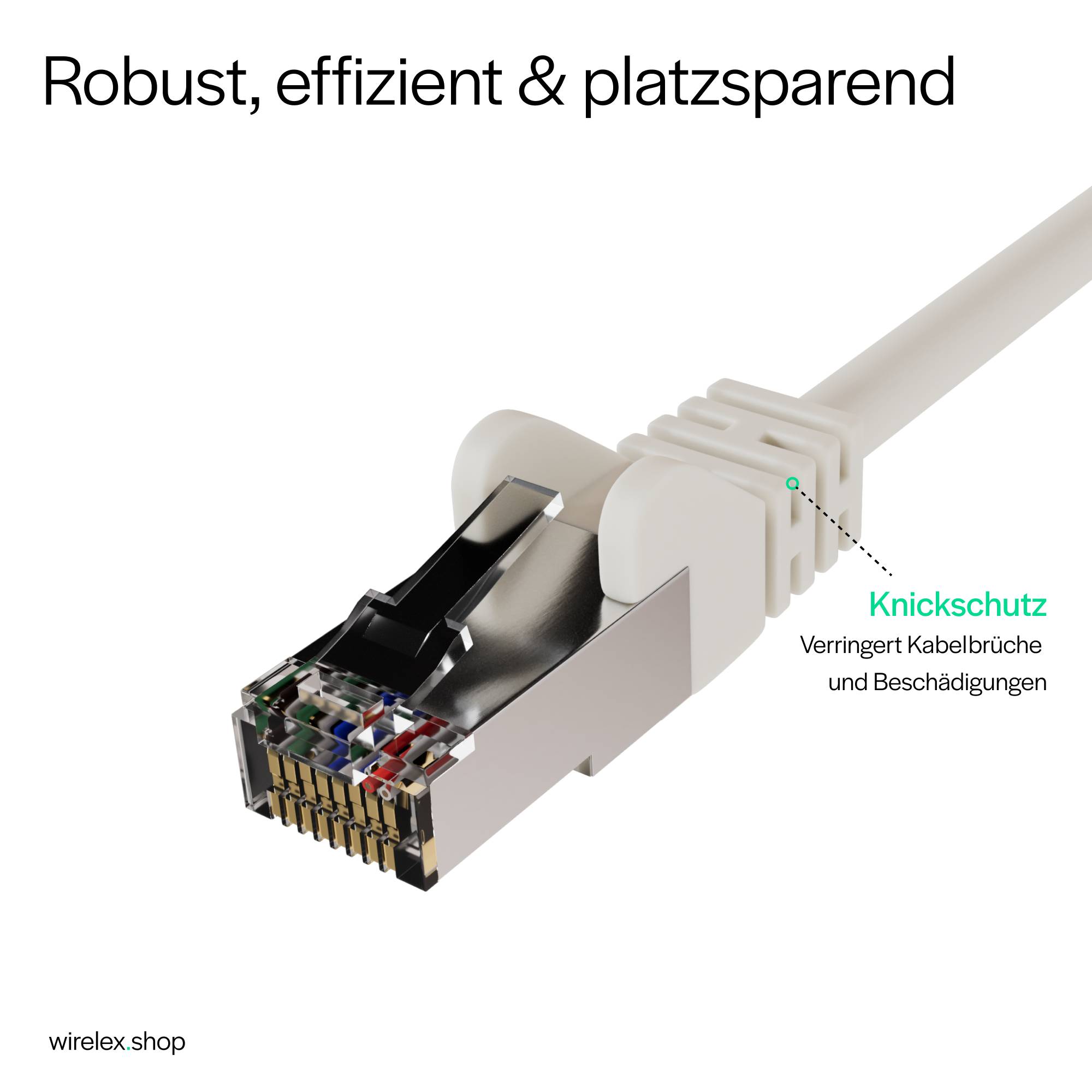 Netzwerkkabel RJ45, LAN Kabel, einseitig gewinkelt 90°, Cat 6, S/FTP, PIMF 3,00m Weiß-6