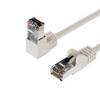 Netzwerkkabel RJ45, LAN Kabel, einseitig gewinkelt 90°, Cat 6, S/FTP, PIMF 0,25m Weiß
