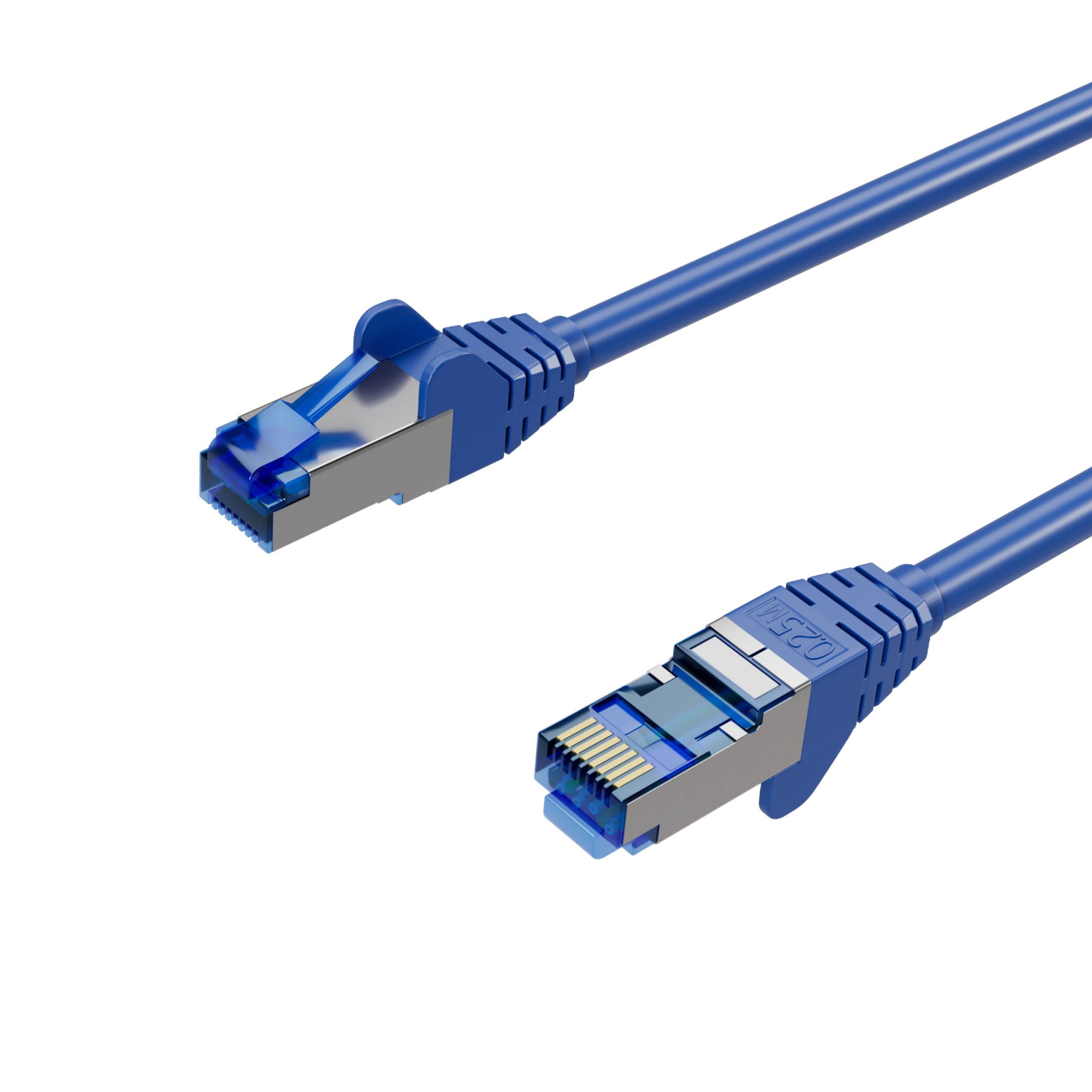 Netzwerkkabel, RJ45 LAN Kabel, Ethernet Cat 6A, S/FTP, PIMF, vergoldete Kontakte Blau 10,00m