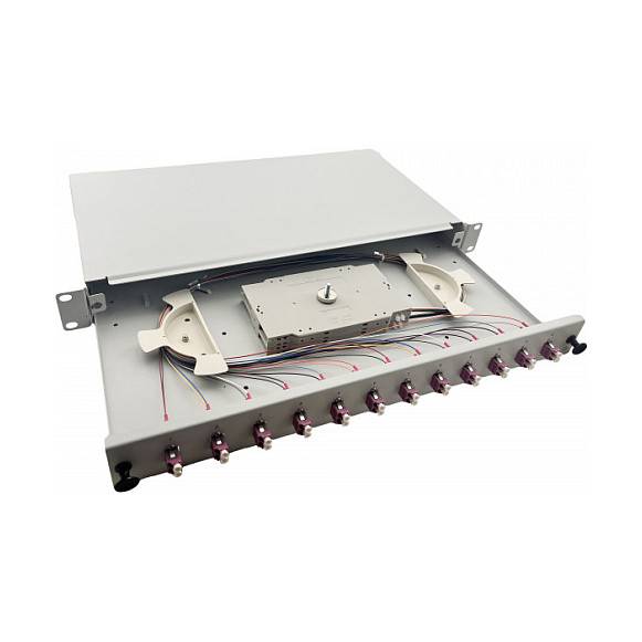 Helos LWL 19'' Spleissbox 12 x LC Duplex OM4 spleißfertig grau (375558)
