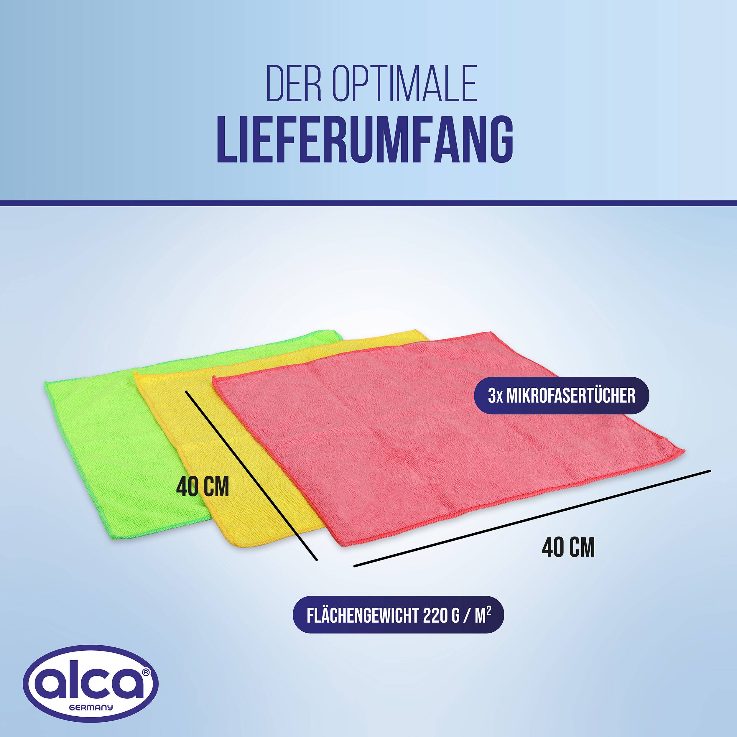 alca® Mikrofasertuch (3er Set), leicht, dünn & schnelltrocknend gelbgrünrosa, für häufigen Einsatz geeignet,-2