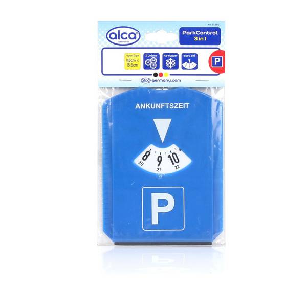 alca® Parkscheibe mit Eiskratzer, inkl. 3 Einkaufswagenchips, nach StVO in blau-weiß, 15,5x11,8 cm