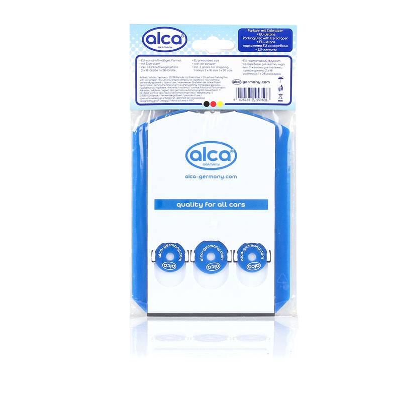 alca® Parkscheibe mit Eiskratzer, inkl. 3 Einkaufswagenchips, nach StVO in blau-weiß, 15,5x11,8 cm-1