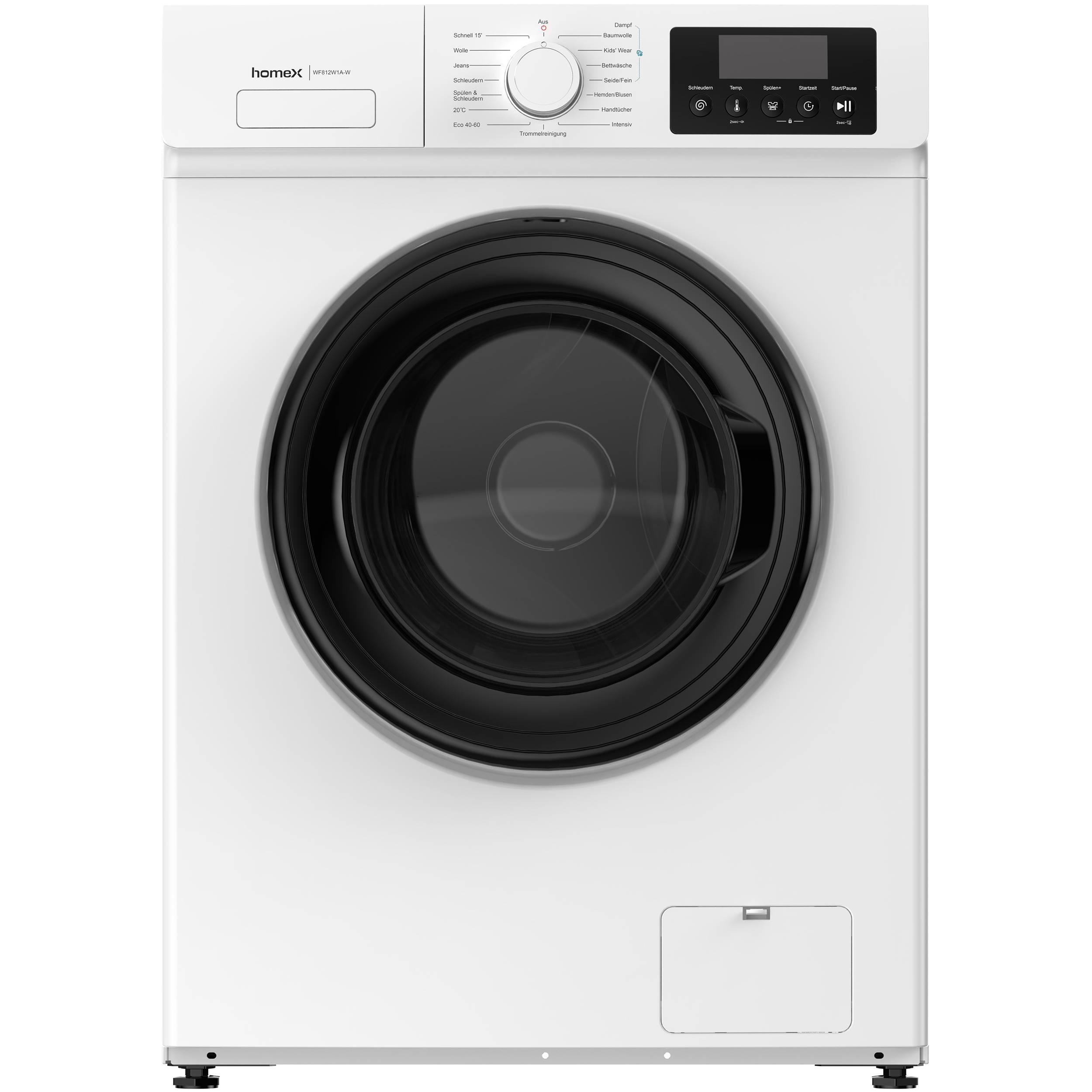homeX WF812W1A-W Waschmaschine 8kg, Frontlader - 1.200 U/Min, Dampffunktion, Inverter Motor, Nachlegefunktion, weiß-0