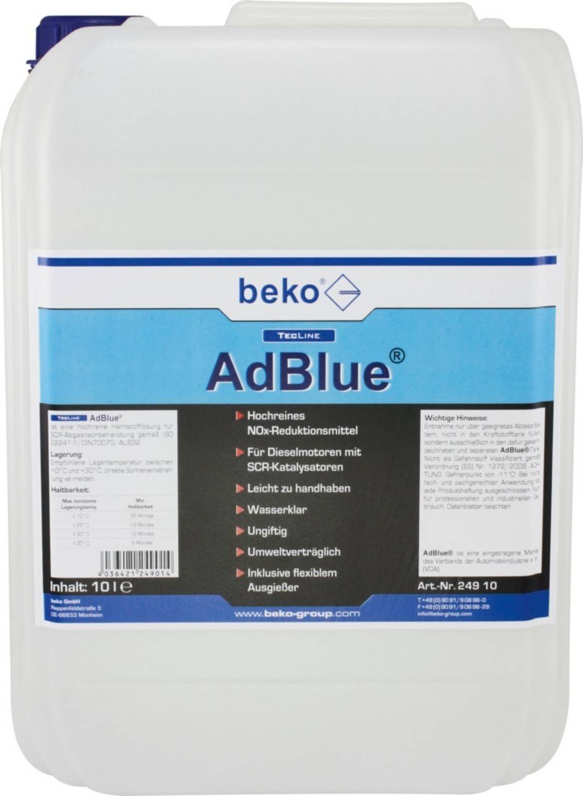 Beko AdBlue 10l 249 10 24910 4036421249014-0