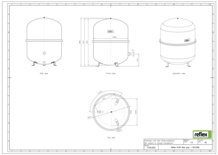 REFLEX 8216300 Membran-Druckausdehnungsgefäß Reflex N grau, 6 bar 100 l-2