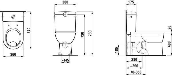 Laufen Stand-WC-Kombination LAUFEN PRO flach 6 l we LCC-0