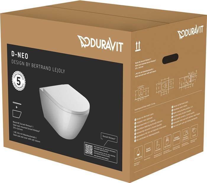 Duravit Wand-WC-Set D-NEO tief rim. mit WC-Sitz inkl. Durafix weiß-0
