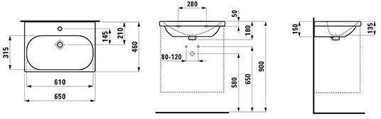 Laufen Waschtisch LUA 65x46cm unterbauf m ÜL 1 HL-A weiß-0