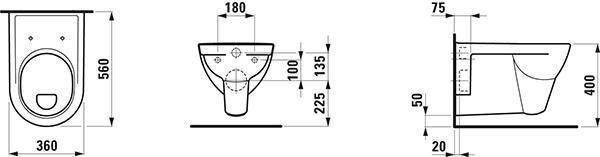 Laufen Wand-WC LAUFEN PRO flach 6 l we-0