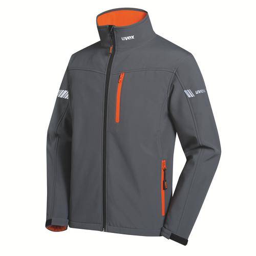 Softshelljacke uvex metal grau, orange, anthrazit 3XL