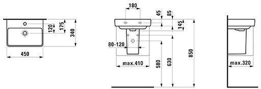Laufen Handwaschbecken LAUFEN PRO S 450x340mm m ÜL 1 HL we-0
