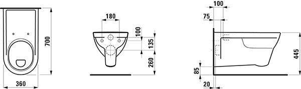 Laufen Wand-WC LAUFEN PRO LIBERTY flach 6 l we-0