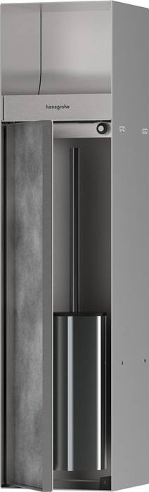 hansgrohe XtraStoris Rock Einbau Toilettenbürstenhalter mit Papierhalter und befliesbarer Tür, Edelstahl gebürstet-0