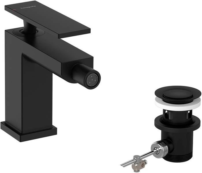 Hansgrohe Tecturis E Einhebel-Bidetmischer, 5l/min, Zugstangen-Ablaufgarnitur, Mattschwarz-0