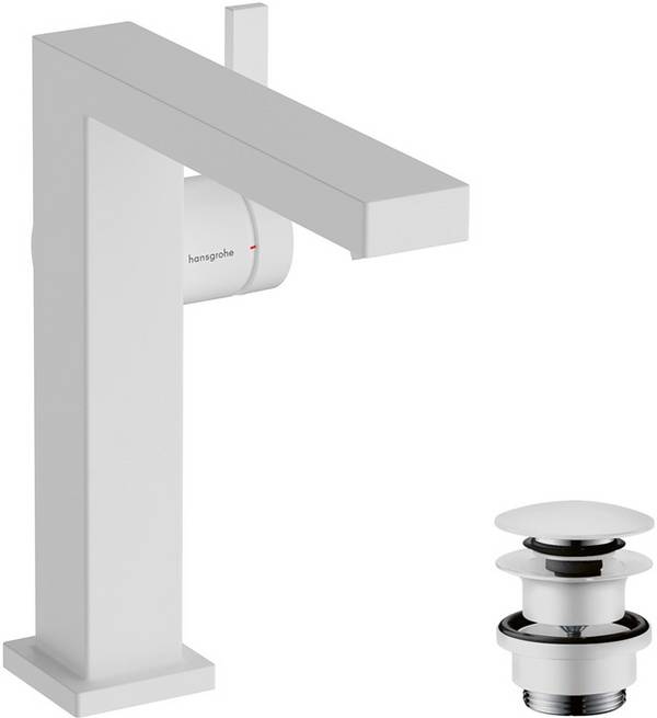hansgrohe Tecturis E Einhebel-Waschtischmischer 150 Fine CoolStart EcoSmart+ mit Push-Open Ablaufgarnitur, Mattweiß