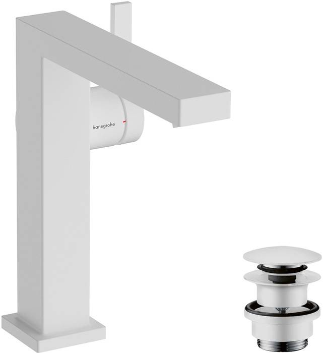 hansgrohe Tecturis E Einhebel-Waschtischmischer 150 Fine CoolStart EcoSmart+ mit Push-Open Ablaufgarnitur, Mattweiß-0