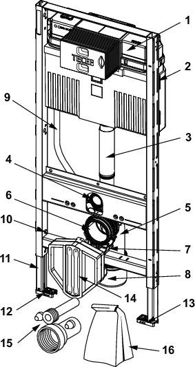 WC-Modul TECEprofil Bauhöhe 1200mm, mit Uni-Spülkasten-2