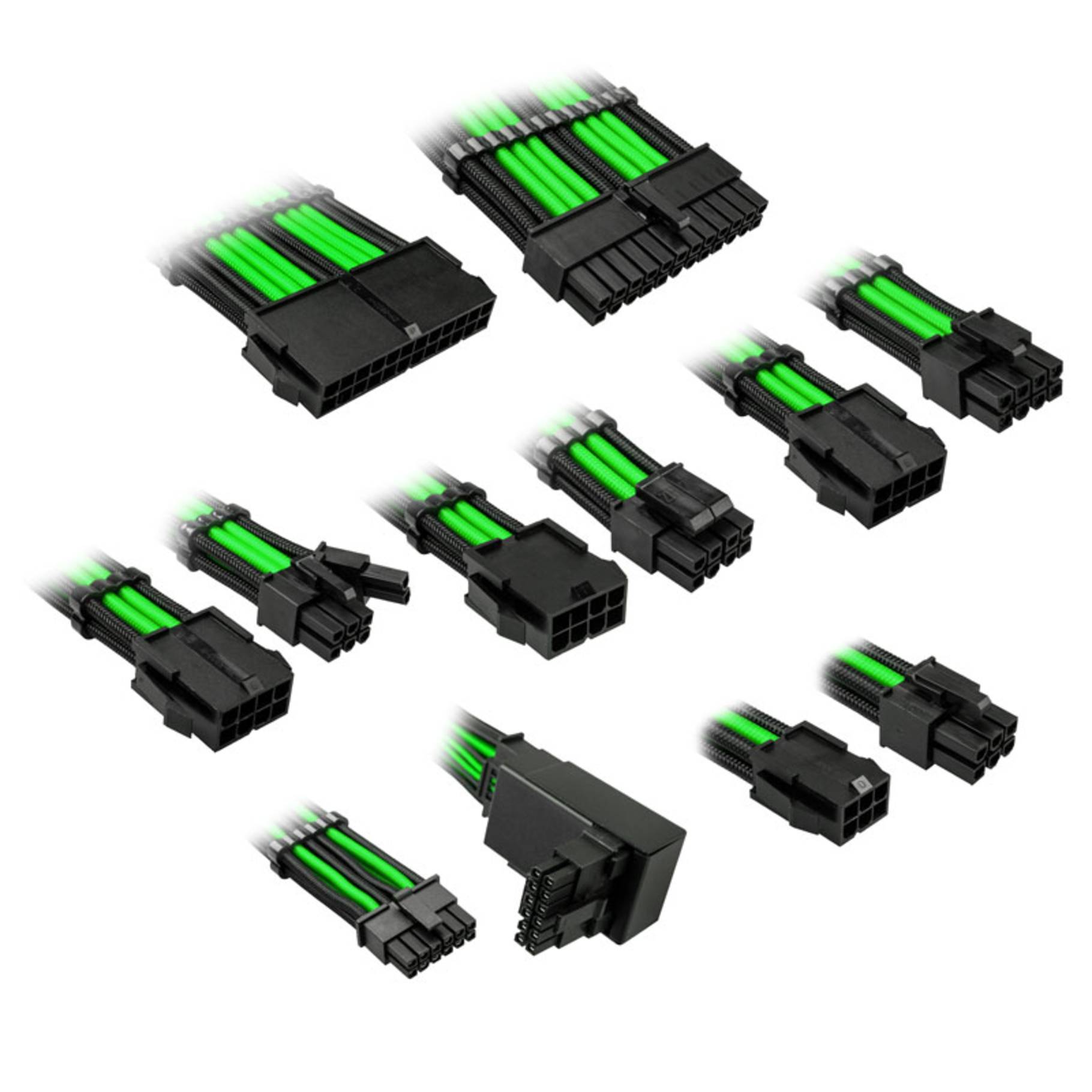 Kolink Core Pro Braided Cable Extension Kit 12V-2x6 Typ 2 - Venom Green Kabel & Adapter-0